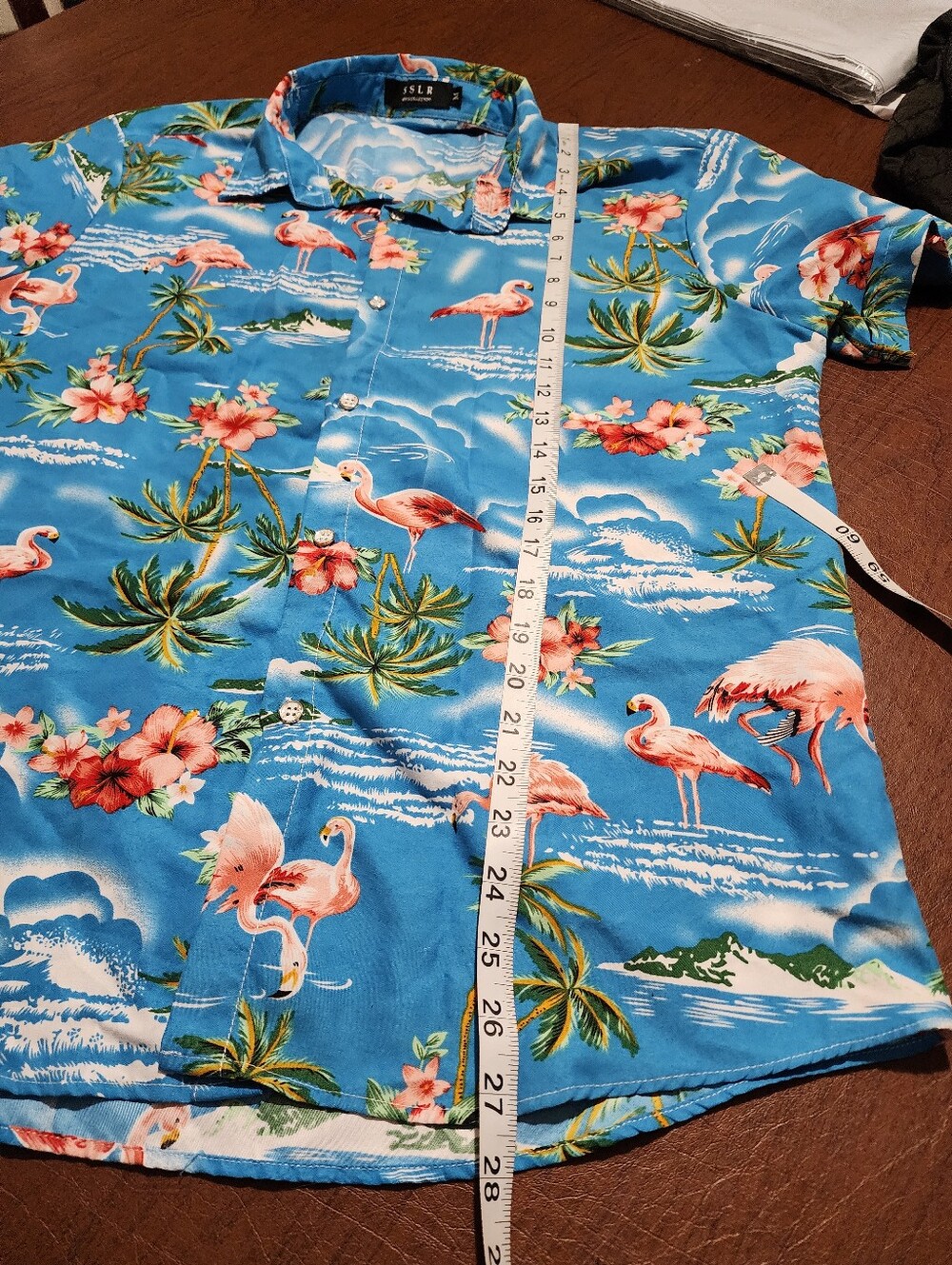 ISLR Blue Flamingo Print Short-Sleeve Button-Down Shirt - Picture 3 of 9